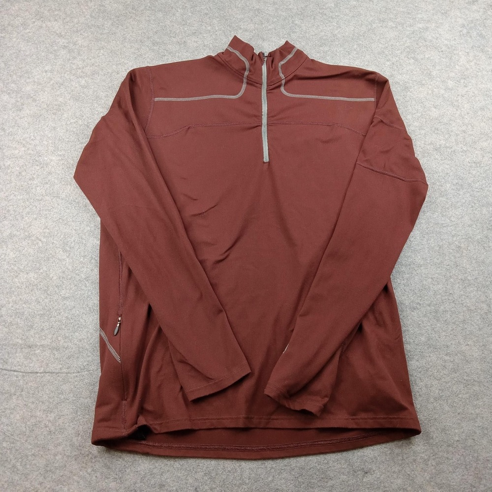 Mountain Hardwear Pullover Mens Large Brown‎ 1/4 Zip Long Sleeve Top OM3253